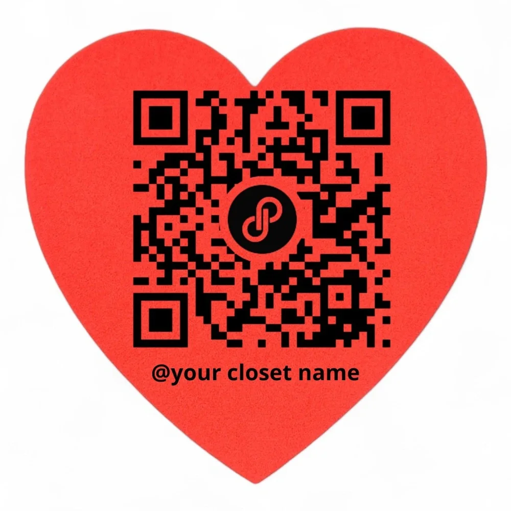 Custom Poshmark QR Code Sticker | RED or PINK Heart Closet Label 2